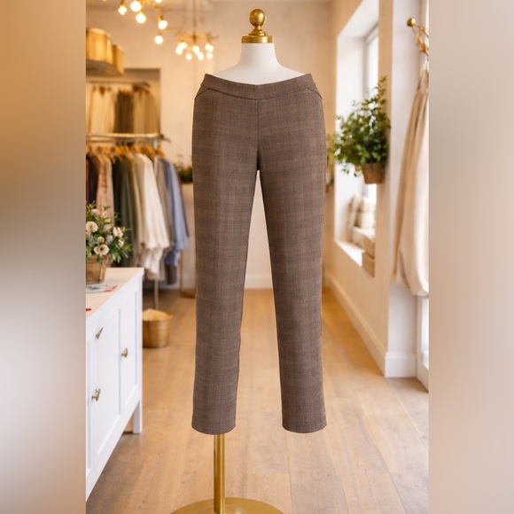 Tribal Pants - Tribal Brown Plaid Straight-Leg Pants